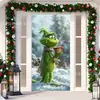 Cubierta de Puerta Decoración de Dibujos Animados del Grinch Cubierta de Puerta Navideña Monstruo Verde Grinch Tela Colgante Tapiz Fondo de Cubierta de Puerta