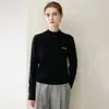 Novedad Otoño/Invierno 2026 Jersey de Punto 100% Cachemira Cuello Semi Alto Redondo Manga Larga Bordado Letras Suave y Esponjoso Jersey de Cachemira