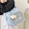 Bolsa Transparente com Alça de Ombro Cruzada Estilo Japonês Estilo Acadêmico Bolsa Menina Suave Grande Capacidade Bolsa de Ombro