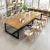 Escritorio de Oficina Largo Moderno Simple de Madera Maciza Mesa de Reunión para Capacitación de Empleados de Empresa Mesa Grande para Negociaciones Multi-persona y Sillas