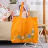 Bolsa de Armazenamento Dobrável de Tecido Oxford com Fecho Estampada de Folha e Flor Ecológica Bolsa de Compras Portátil Dobrável Logo Imprimível