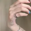 "Galaxia en la Niebla" Cadena de Borlas de Doble Capa Anillo de Diamantes de Burbuja para Mujer, Anillo de Cola Abierto de Gama Alta Exquisito de Nicho