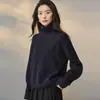 Suéter de cuello alto 100% Cachemira Pura para Mujer, Mismo Estilo que Faye Wong, Suéter de Cachemira Holgado Casual Perezoso, Suéter de Punto Simple