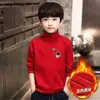 Y2280 # Blusas Térmicas de Gola Alta Infantis para Meninos Mais Velhos, Camisas Base de Veludo Alemão, Roupas de Baixo de Manga Longa para Outono e Inverno, Modernas