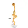 Henson Clássico Aço Inoxidável Barra com Zircônia Incrustada de Cobre Forma de Cobra Coração Forma de Flor Joia para Piercing no Umbigo