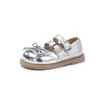 Zapatos de Cuero para Niñas 2025 Nuevo Otoño Estilo Coreano Zapatos Plateados de Princesa Mocasines Dulces de Moda para Niños Pequeños