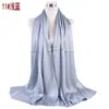 Primavera e Verão novo elegante versátil cor sólida plissado natural chiffon bico fechado lenço lenço lenço em estoque atacado transfronteiriço