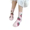 Calcetines Cálidos de Invierno para Dormir Lindos Dulces de Cereza Calcetines Gruesos Peludos Rellenos para Mujer Calcetines de Piso Calcetines de Tubo Medio