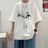 Conjunto de manga corta de alta gama para hombre, verano, camiseta americana moderna combinada con jeans rebeldes y guapos, conjunto de dos piezas de verano para hombre