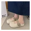Pantuflas cerradas de suela gruesa para mujer para el verano de 2026, sin cordones con decoración de hebilla cuadrada, de altura creciente, versátiles medias pantuflas estilo Birkenstock para mujer