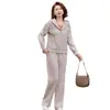 2026 Novo Estilo Roupa de Mãe Conjunto de Cardigan e Blusa de Outono para Mulheres de Meia-Idade e Idosas Gola Redonda Zíper Casual Esportivo Conjunto de Duas Peças