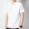 Camisa polo de manga corta para hombre en verano, estilo casual de negocios, camiseta transpirable de color liso, top versátil y moderno, camiseta de manga corta para hombre