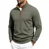 Camisa tipo polo de jacquard texturizado para hombre de Amazon, solapa, estilo retro americano, casual, color liso, manga larga
