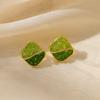 Brincos verdes, agulha de prata, exagerada, leve, luxo, brincos de alta qualidade, brincos elegantes elegantes da moda, brincos personalizados por atacado