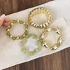 Conjunto de Pulseras Elásticas Acrílicas Geométricas Irregulares Fresco Viaje Sencillo Pulsera de Perlas Pulsera Sensación de Alta Gama Accesorios para Manos