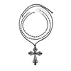Colar Cruz de Diamante Cyberpunk Transfronteiriço Europeu e Americano Corrente de Contas de Cristal Vento Sombrio Colar para Clavícula Feminino
