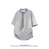 Camiseta de Verano Nueva para Hombre con Parche de Corbata a Cuadros, Manga Corta, Estilo Americano Moderno, Marca Trendy, Holgada, Casual, Versátil, para Pareja