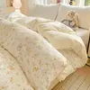 Juego de Ropa de Cama de Algodón Clase A Grado Madre-Bebé Juego de Tres Piezas Funda de Edredón Completamente de Algodón Sábana Bajera Sábana Plana Funda de Edredón Dormitorio Estudiantil
