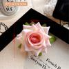 Horquilla de rosa de aspecto elegante, clip lateral para niña, flor rosa, clip de pico de pato, horquilla de temperamento, tocado, súper hada, retro