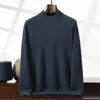 Suéter de cachemira 100% para otoño e invierno, cuello alto medio, color liso, camisa interior de talla grande, para hombre