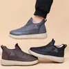 Zapatos de Algodón Cálidos de Terciopelo Grueso Estilo Antiguo de Pekín Antideslizantes Casuales Tipo Papá Suela Suave Cómodos Slip-on de Algodón para Hombre