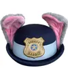 Judy Coelho Policial cos Chapéu de Desenho Animado Chapéu Alto Infantil Faixa de Cabeça Orelhas de Coelho Parque de Diversões Chapéu de Bebê Acessórios de Cabelo Mulheres