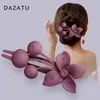 Grampo de Cabelo Grande com Flor Estilo Popular Tendência Presilha para Mulheres Parte de Trás da Cabeça Penteado Presilha Bico de Pato Novo Modelo de Presilha