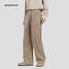 Pantalones de Paracaidista con Grulla para Hombre APO Ropa de Hombre Otoño e Invierno Sentido de Alta Gama Pli Atractivo Holgado Recto Casual Pantalones de Pana
