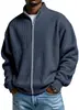 Chaqueta Waffle Primavera y Otoño Cuello Alto Cremallera Cárdigan Casual Americano Holgada Color Sólido Chaqueta de Béisbol Ropa Masculina Transfronteriza