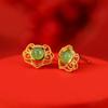 Yilu Silver S925 Prata Esterlina Banhado A Ouro Hetian Jasper Estilo Chinês Retro Simples Ruyi Brincos Ocos Brincos Elegantes
