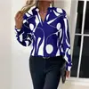 Colección de primavera transfronteriza europea y americana de Amazon: Nuevas camisas estampadas de manga larga con cuello en V, a la moda y elegantes para mujer, disponibles en AliExpress