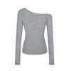 Camiseta Negra de Hombro Inclinado con Hombro Descubierto y Manga Larga para Mujer, Nueva de Otoño Temprano, Caliente para Chicas, Ajustada, Adelgazante, Top Chic de Hombro