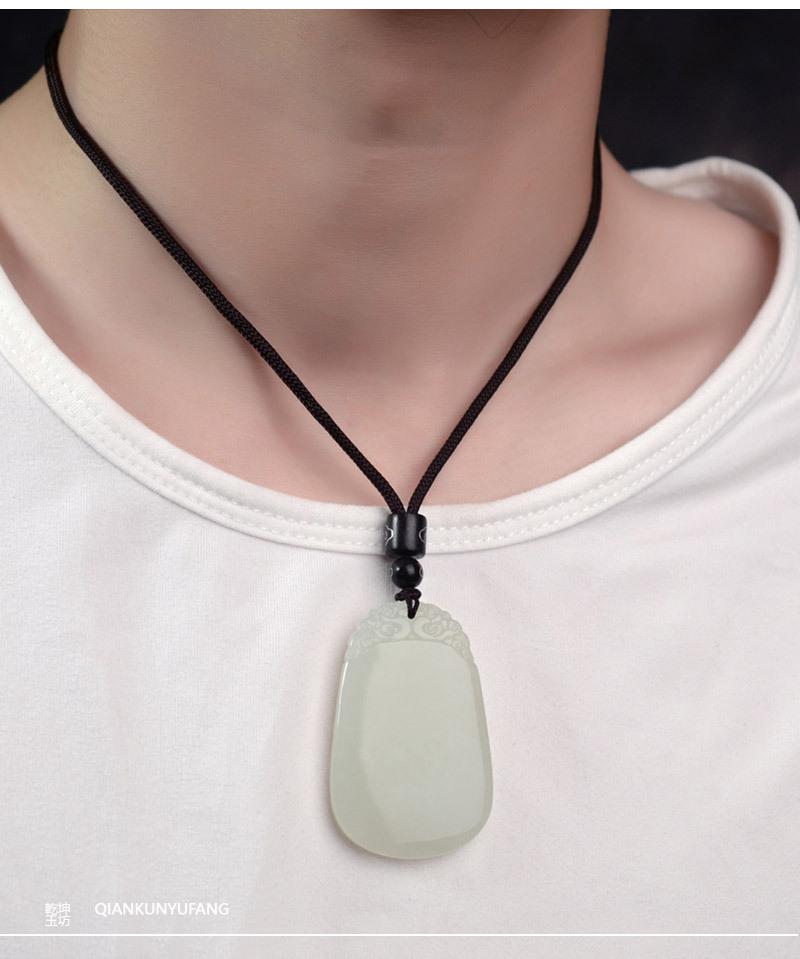 智贝详情图_23天然和田玉平安无事牌男女款白玉吊坠平安牌玉坠