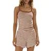 Conjunto de dos piezas de verano 2026 a rayas con tirantes y shorts, transfronterizo europeo y americano para mujer, ropa casual para el hogar, adecuado para usar al aire libre, estilo vacacional