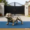 Perro de Jardín Bulldog Chapado en Cobre Bulldog Francés Figura Bronce Antiguo Pieza de Microtallado Promotor de Riqueza Imitación Antigua Hecho a Mano Decoración de Oficina Hogar