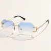 Nuevas Gafas de Sol Sin Montura Estilo Ins con Borde Cortado Poligonales Moda Gafas de Celebridad de Internet para Mujer Gafas de Calle de Moda 8659 Lote