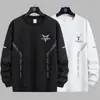 Camiseta de manga larga para hombre para otoño e invierno, marca de moda, corte holgado, engrosada, camiseta básica casual, sudadera estampada de cuello redondo para estudiantes jóvenes