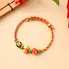 Pulsera Tejida de Cuerda de Cinco Colores del Festival del Bote del Dragón con Nudo de Flor de Durazno, Pulsera Semi-Terminada Hecha a Mano DIY para Niños, Venta al por Mayor de Regalos