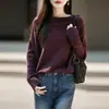 Suéter de lã pura estilo francês para outono e inverno, ombro a ombro, manga morcego, soltinho, modelador, tricô quente, echarpe, suéter de base