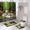 Cortina de ducha con paisaje, cortina de baño, cortina de baño transfronteriza, impresión digital, suministro directo de fábrica