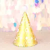 Nuevo sombrero de cumpleaños Amazon transfronterizo original dorado brillante con estampado metálico bola de pelo grande lindo sombrero de cumpleaños para fiesta de cumpleaños