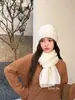 Cachecol Chapéu de Lã 100% Puro da Austrália para Mulheres Inverno Novo Estilo Versátil Espessado Quente Conjunto Casal Versão Coreana