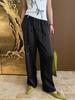 Pantalones rectos con cintura elástica y estampado oscuro de jacquard, estilo nacional, con hebilla redonda de perla china, SN5467