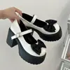 Zapatos Mary Jane con Lazo Tacón Grueso Tacones Altos para Mujer 2025 Nuevo Otoño e Invierno Suela Gruesa Aumentadores Combinación Faldas Planos