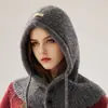 Pasamontañas de Gran Circunferencia de Cabeza para Mujer, Bufanda de Cuello con Capucha de Punto Nueva para Otoño e Invierno, Protección Auditiva Cálida Integrada, Gorro de Lana