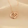 Celebridad de Internet Transmisión en Vivo Estilo Coreano Moda Lujo Accesible Mobius Incrustado Micro Corazón Doble Anillo Colgante Collar Diseño para Mujer Cadena de Clavícula