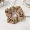 Goma para el pelo scrunchie vintage estilo francés, suave, negra y blanca, accesorio para el cabello versátil, texturizado, dulce y simple, con alta elasticidad