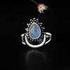 Anillo de plata tailandesa con piedra de luna creciente, estilo punk, estilo retro, con diamantes, estilo europeo y americano, superventas en eBay.