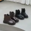 Nuevas botas de cuero para niños estilo coreano, botas para niñas, botines para bebé, botas Martin para niños, zapatos de cuero negros