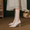Zapatos de Tacón Alto Hermosos de Charol de Punta Boca Baja Estilo Hada para Mujer, Diseño Elegante de Gama Alta con Laterales Vacíos Estilo Coreano, Zapatos de Tacón Fino